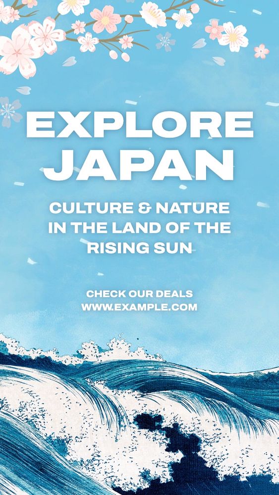 Japanese travel agency Instagram story template, editable text