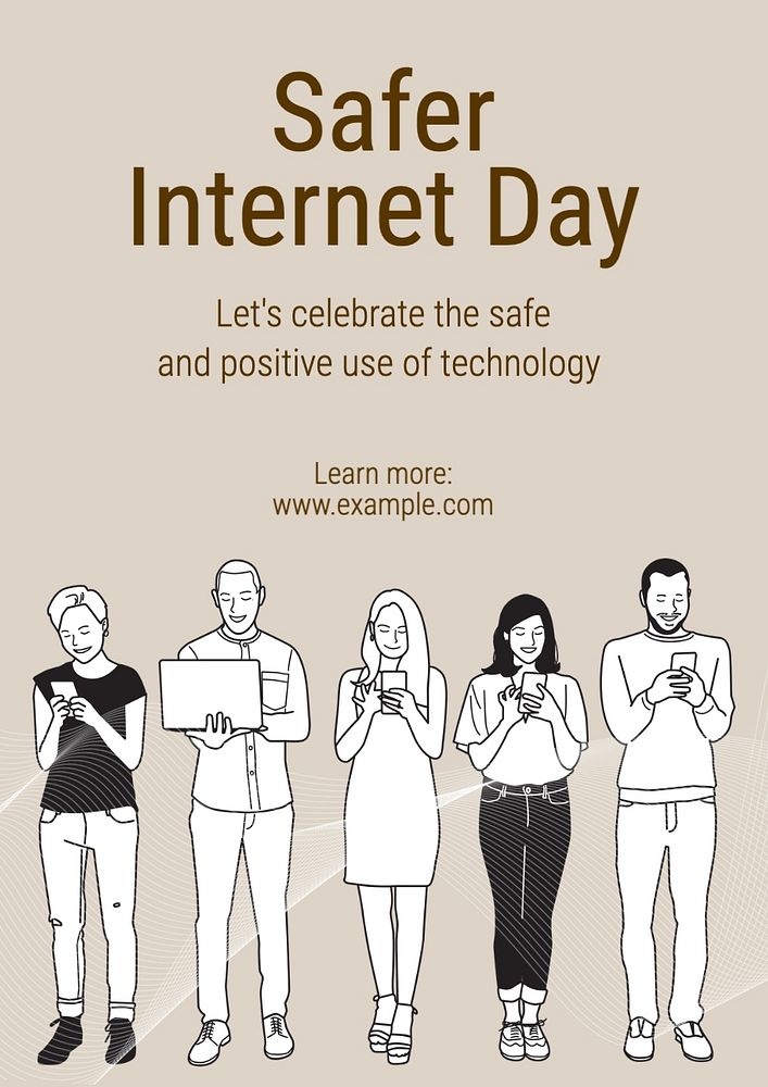 Safer Internet Day poster template, editable text and design