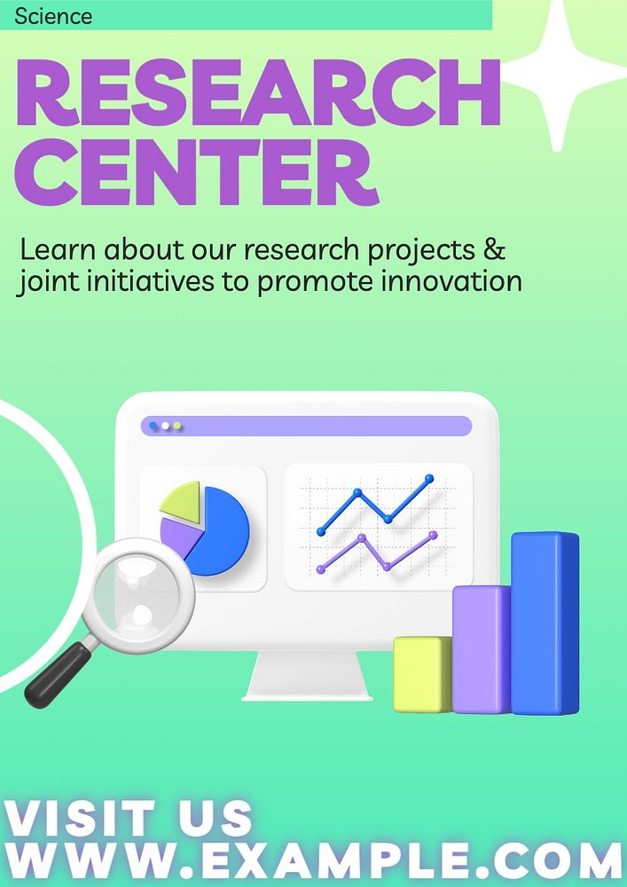 Research center poster template, editable text and design