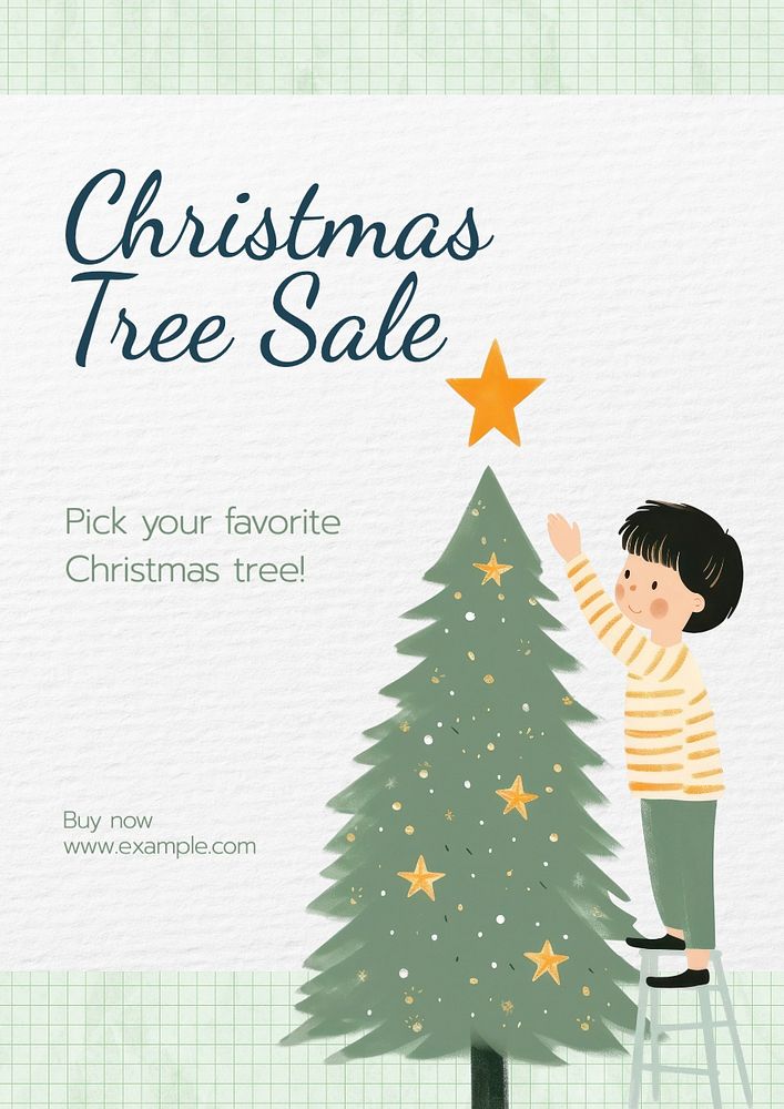 Christmas tree sale poster template, editable text and design