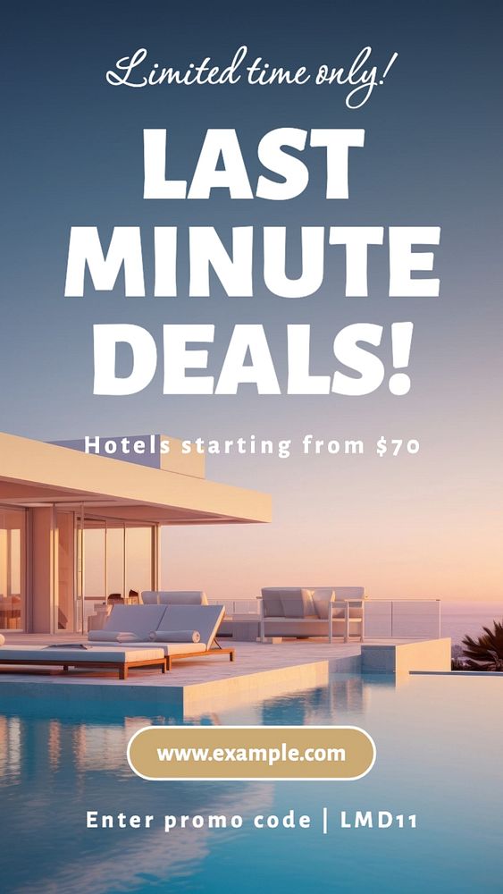 Hotel deals Instagram story template, editable text