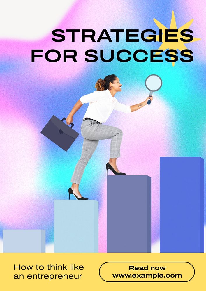 Strategies for success poster template, editable text and design