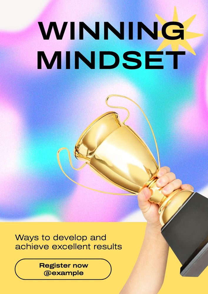 Winning mindset poster template, editable text and design