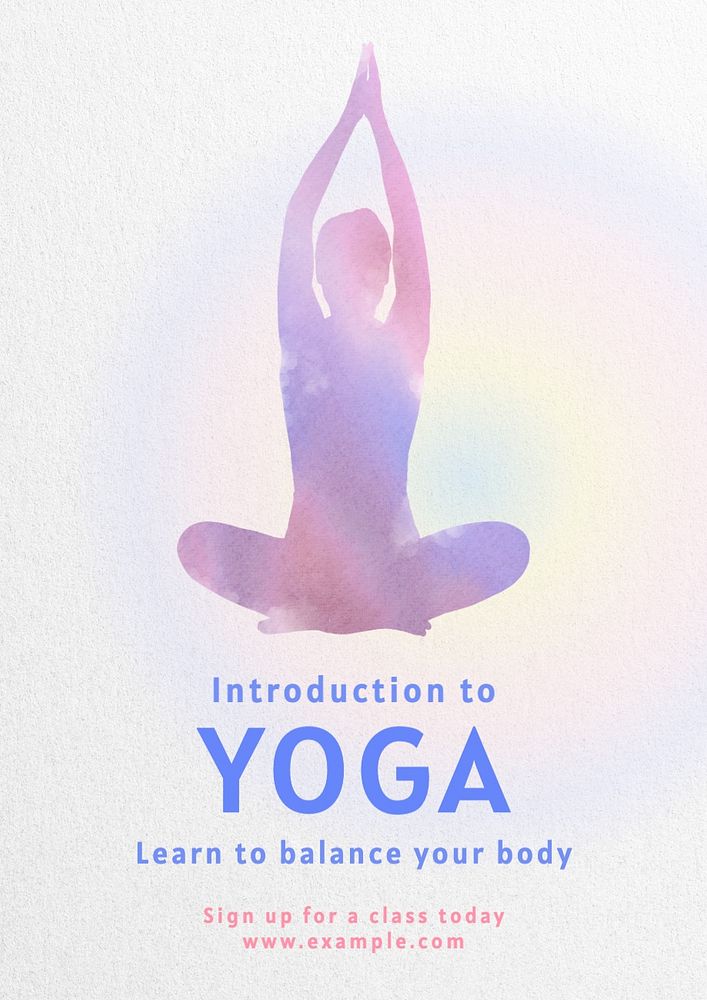 Yoga class poster template, editable text and design