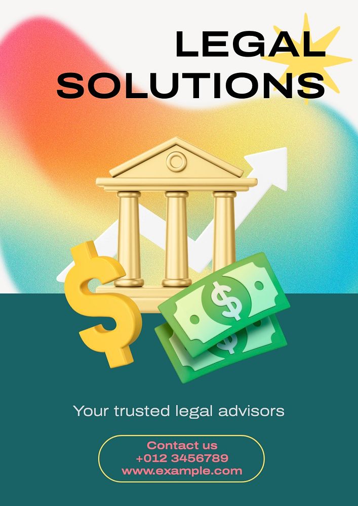 Legal solution poster template, editable text and design