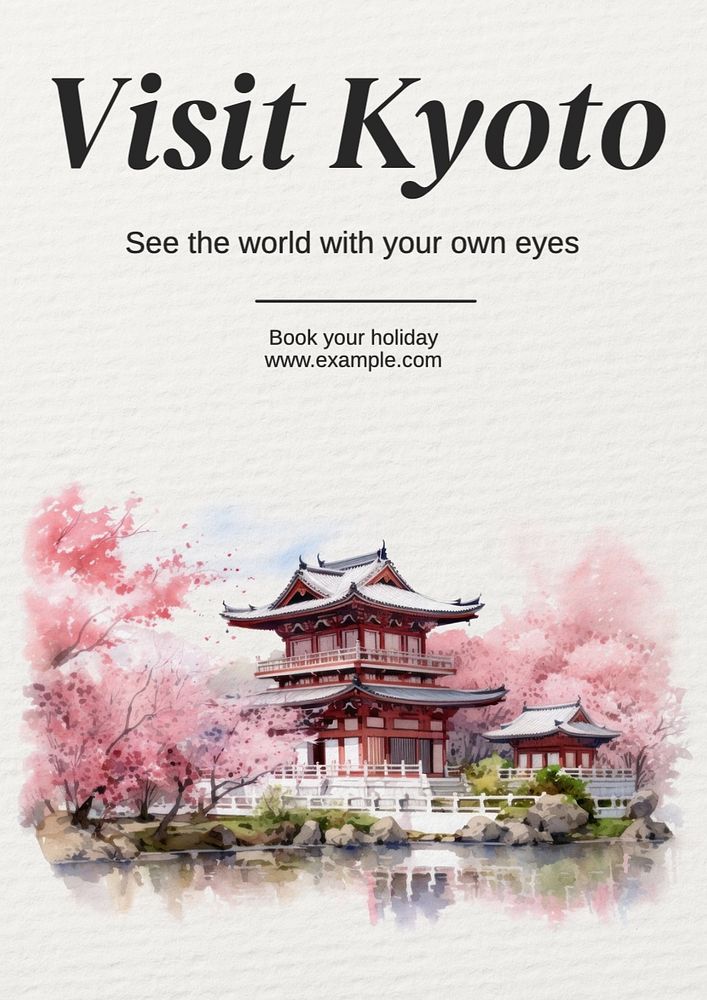 Visit Kyoto poster template, editable text and design