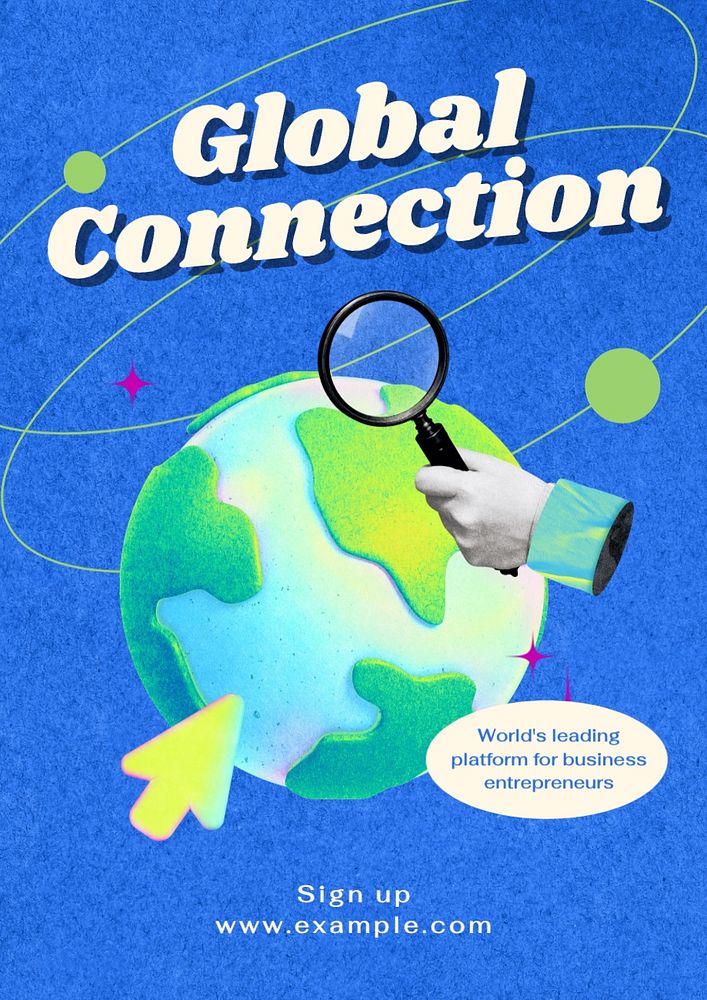 Global connection poster template, editable text and design