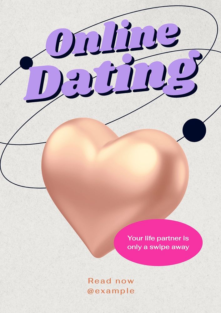 Online dating poster template, editable text and design