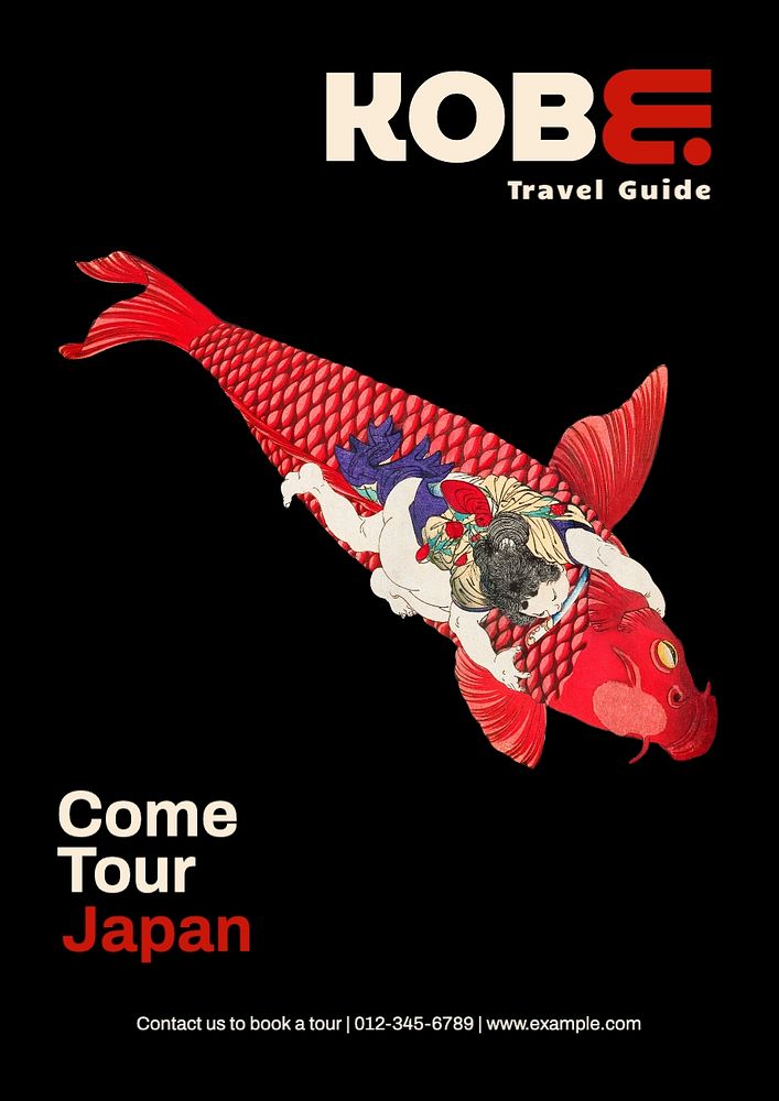 Travel guide poster template, editable text and design