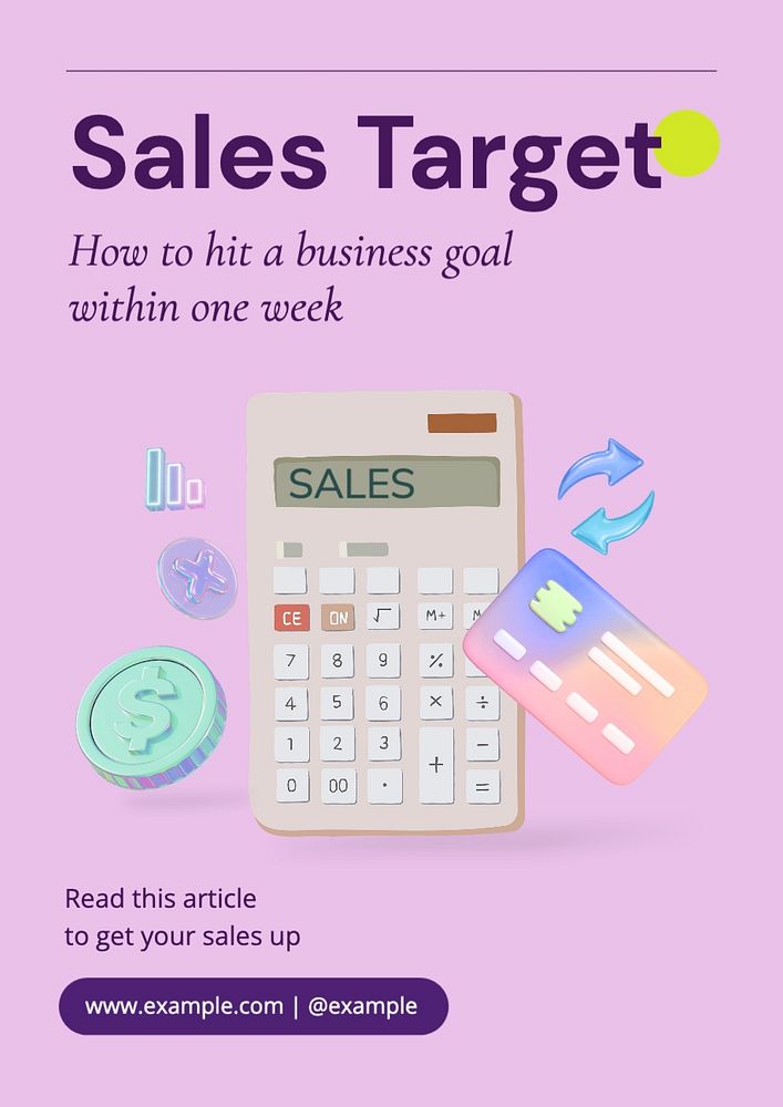 Sale target poster template, editable text and design