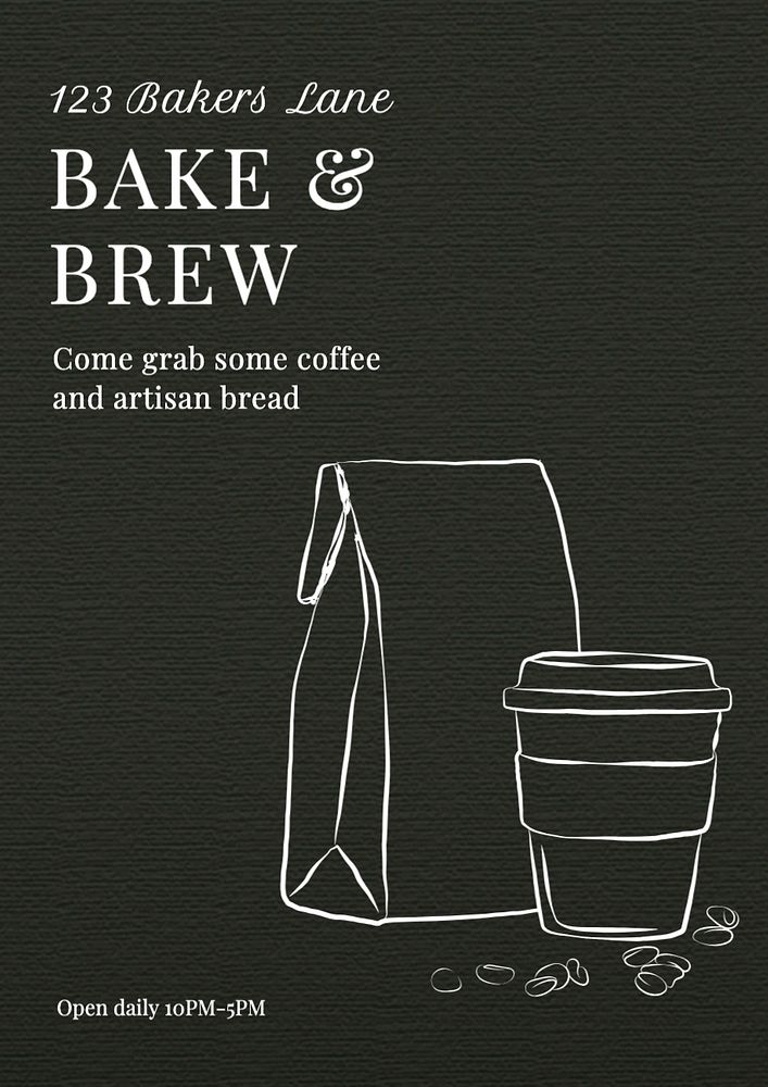 Bakery cafe poster template, editable text and design