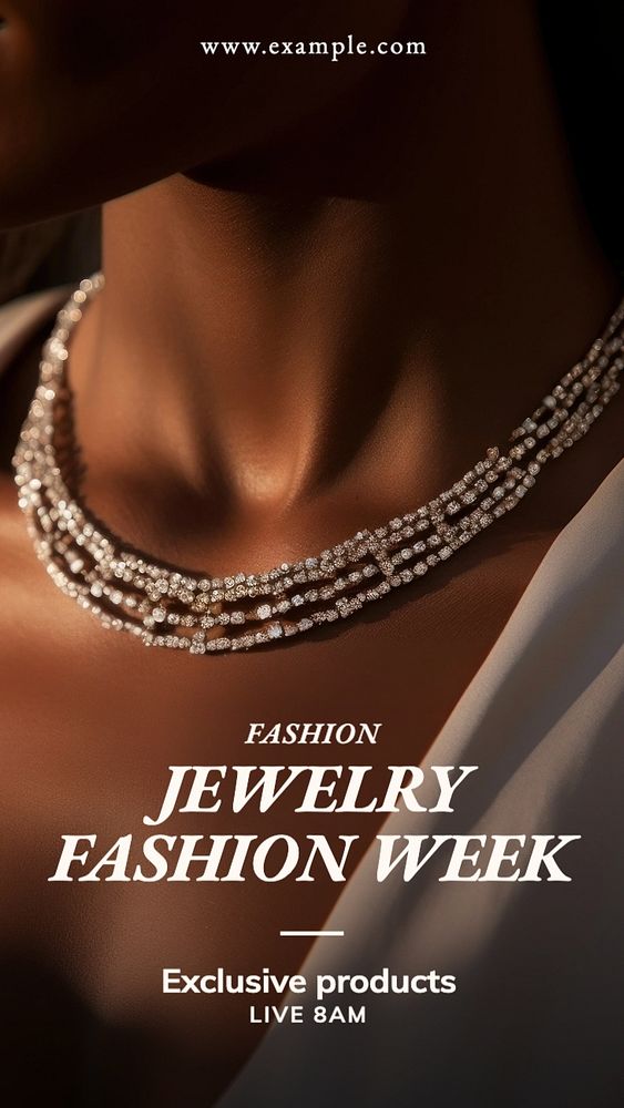 Jewelry fashion week Facebook story template, editable design