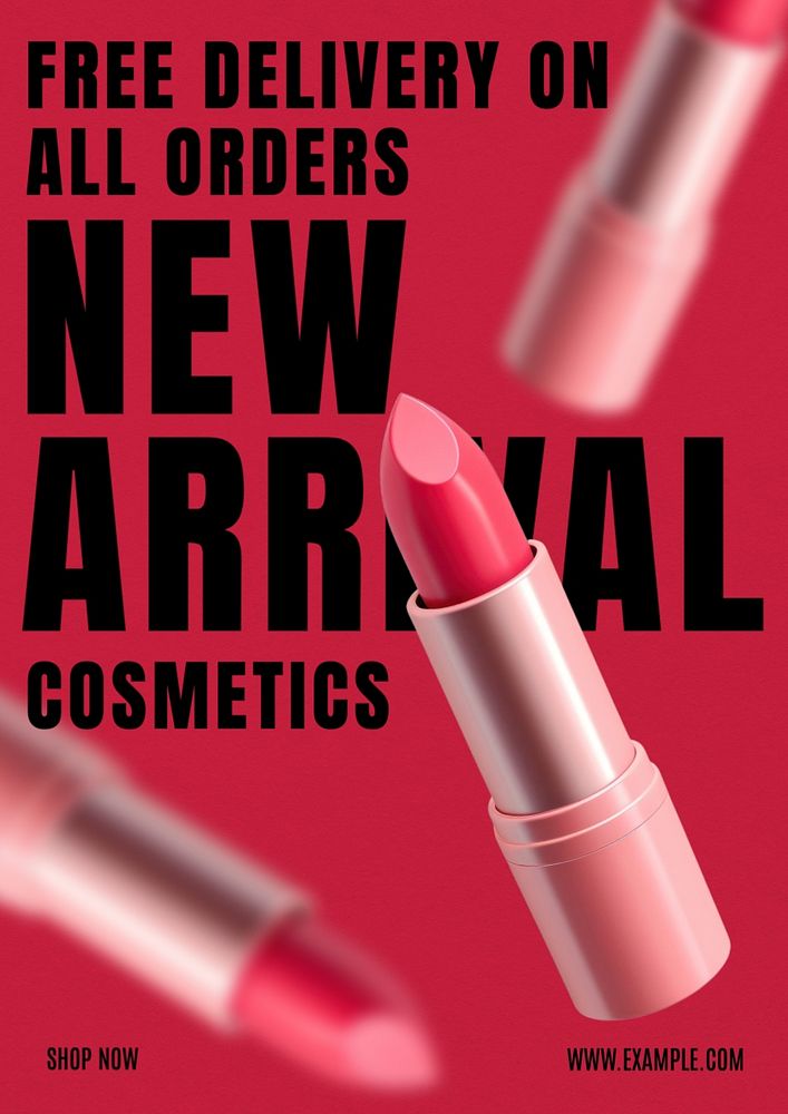 New arrival cosmetics poster template, editable text and design