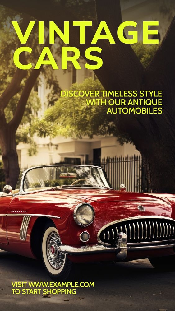 Vintage cars Instagram story template, editable text