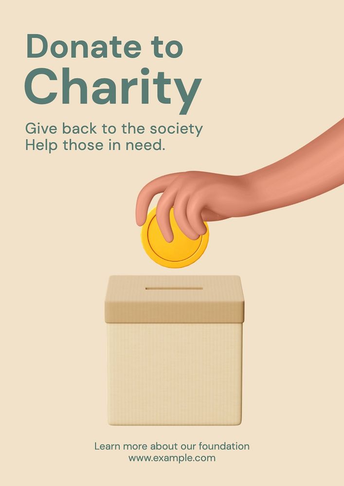 Donate to charity poster template, editable text and design