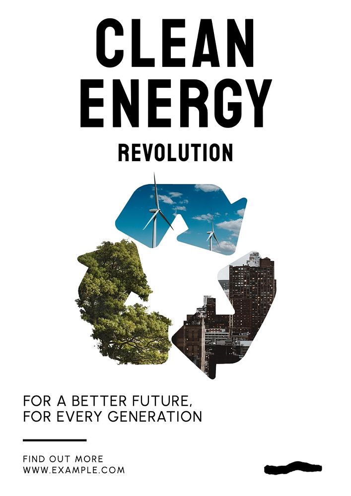 Clean energy revolution poster template, editable text and design