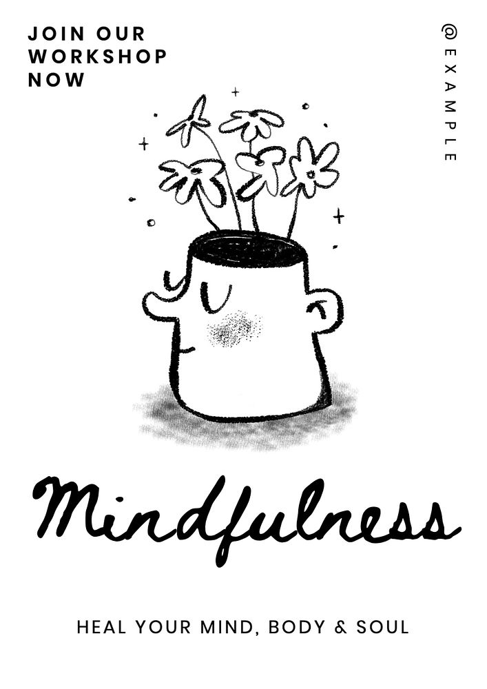 Mindfulness workshop poster template, editable text and design