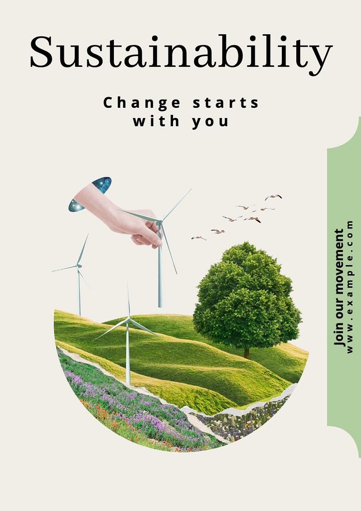 Sustainability poster template, editable text and design