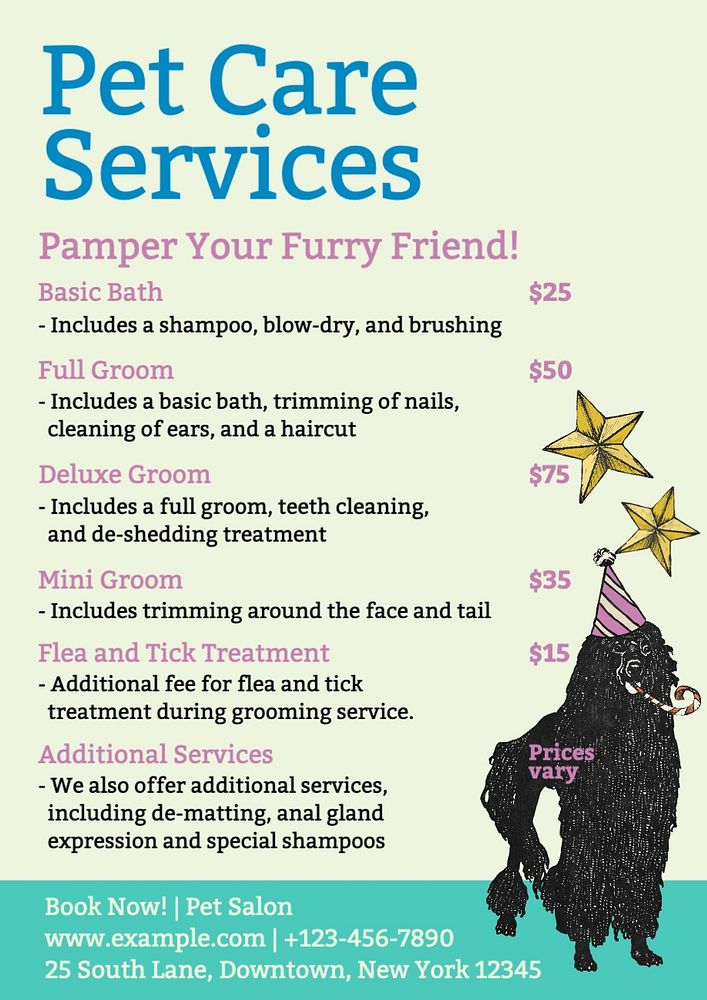 Pet care services poster template, editable text and design