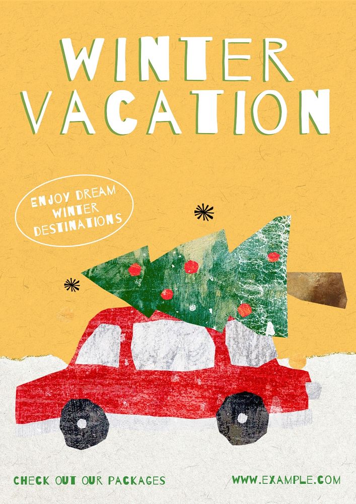 Winter vacation poster template and design