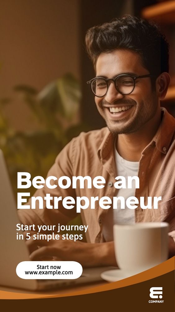 Become an entrepreneur Instagram story template, editable text