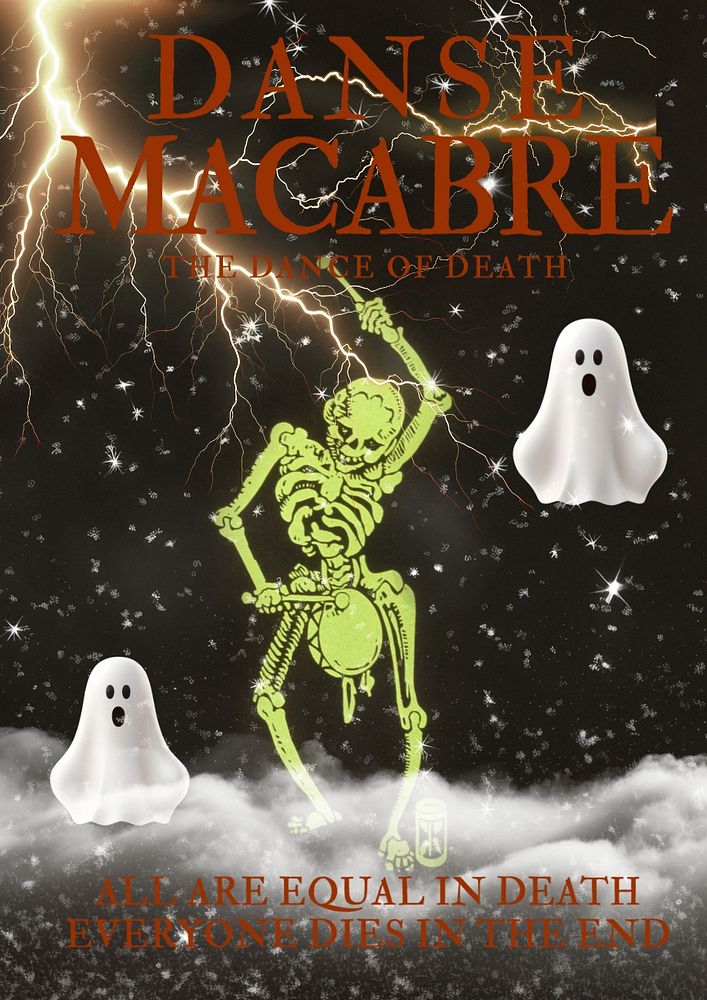 Dance of Death poster template, editable spooky design, community remix