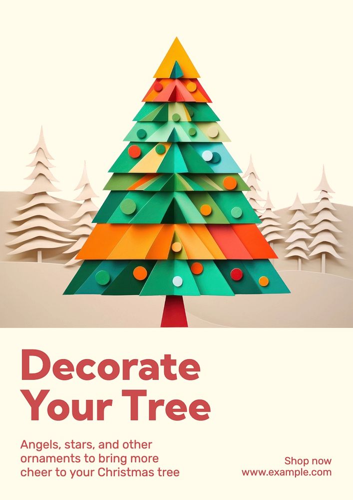 Christmas tree decoration poster template and design