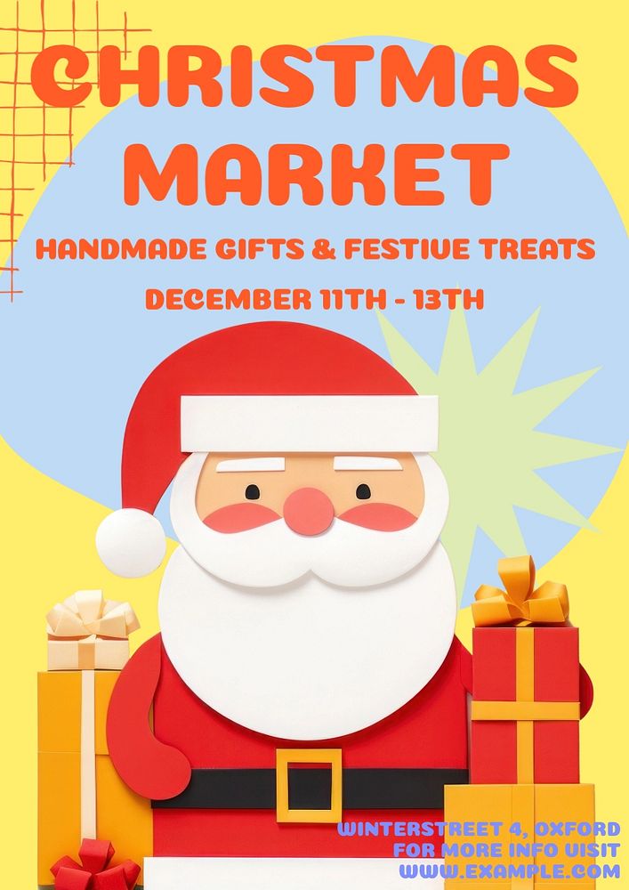 Christmas market poster template and design