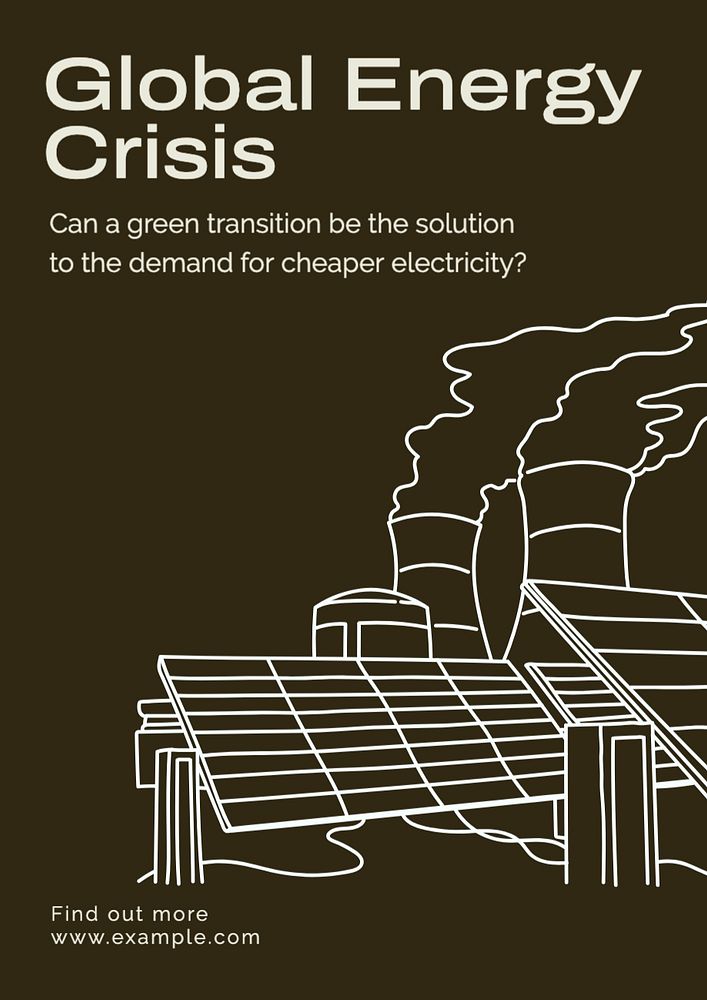 Global energy crisis poster template, editable text and design