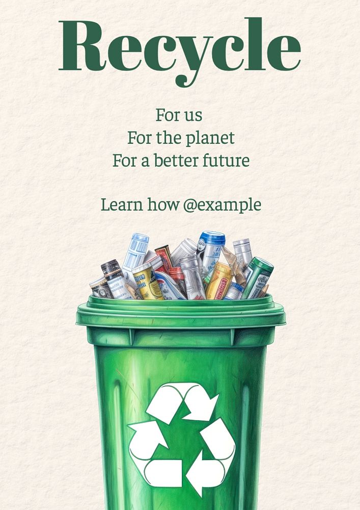 Recycle poster template, editable text and design