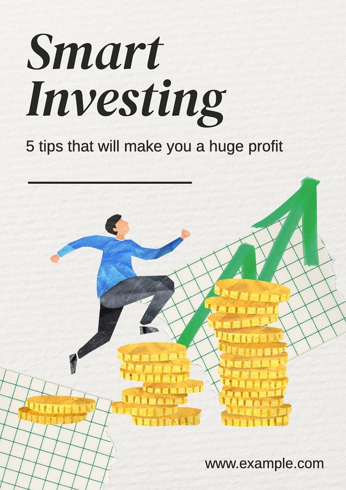 Smart investing poster template, editable text and design