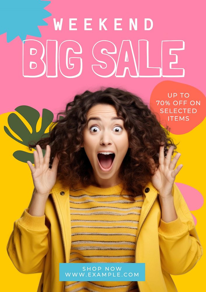 Weekend big sale poster template, editable text and design