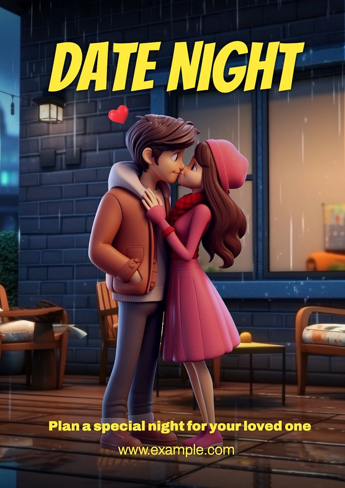 Date night poster template, editable text and design