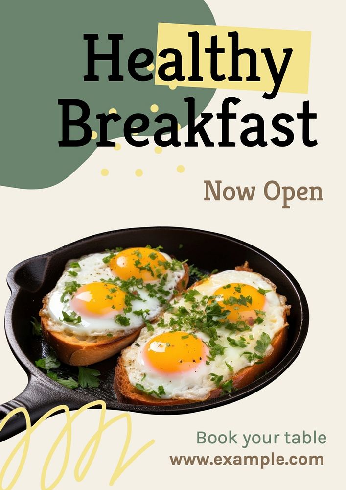 Healthy breakfast poster template and design