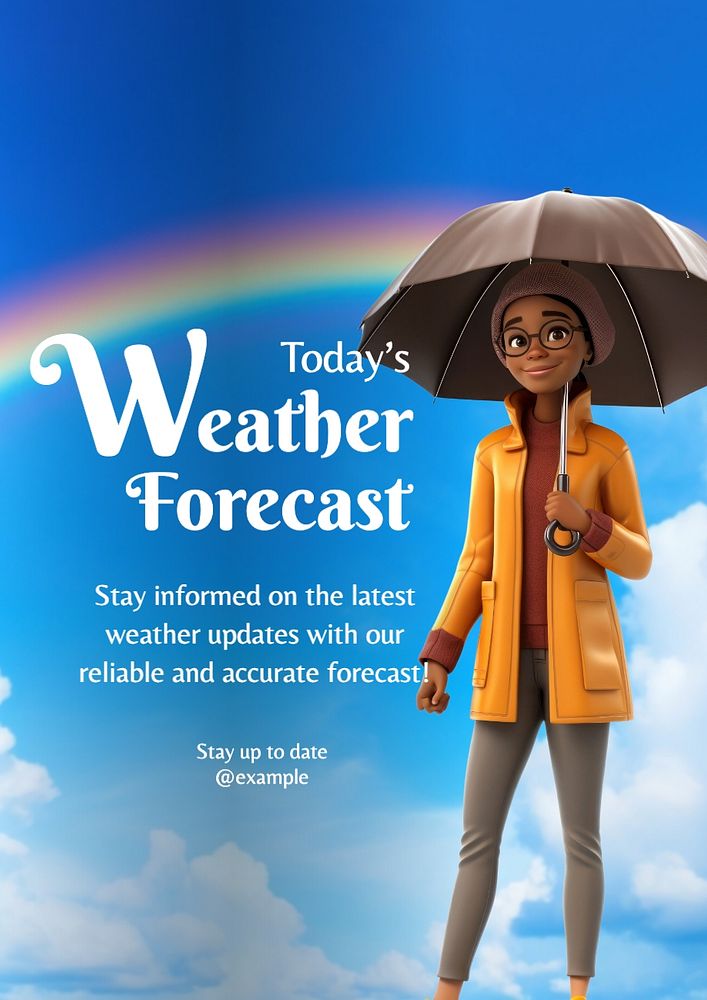 Weather forecast poster template, editable text and design