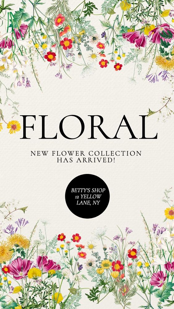 Flower collection Instagram story template, editable text