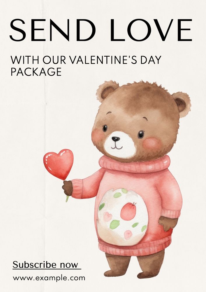 Valentine's day package poster template, editable text and design