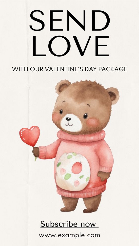 Valentine's day package Instagram story template, editable text