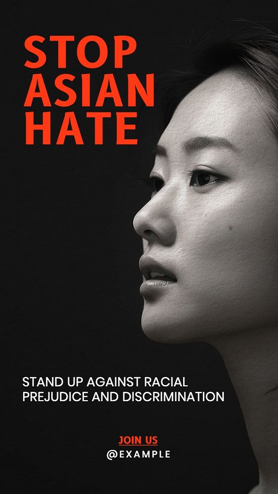 Stop Asian hate Instagram story template, editable text