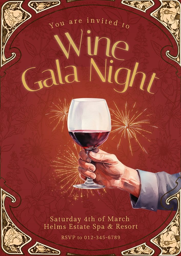 Wine gala night poster template