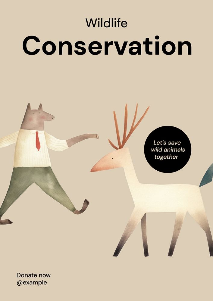 Wildlife conservation poster template, editable text and design