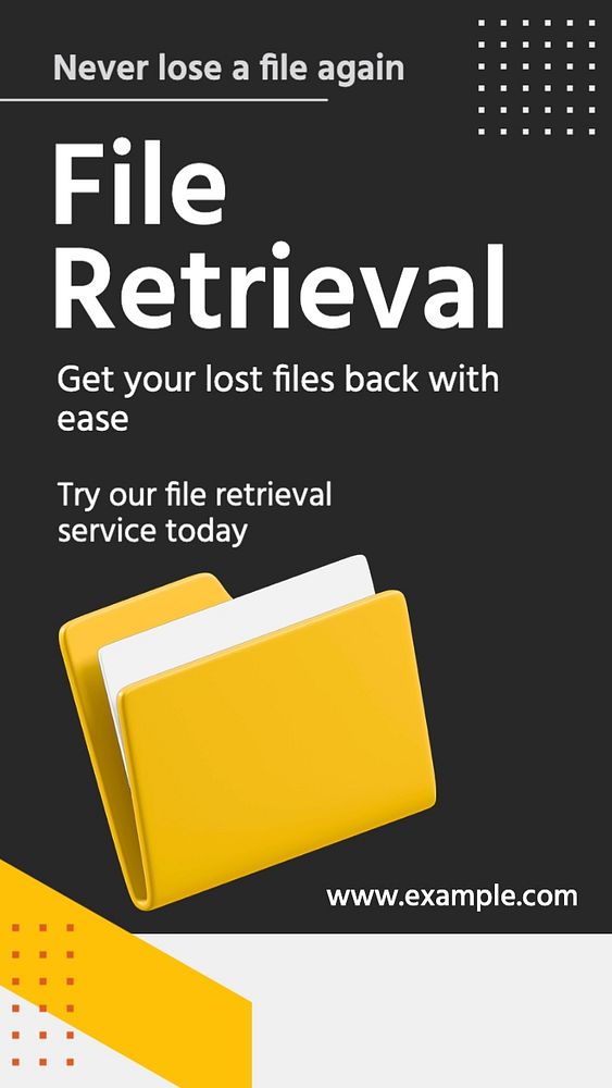 File retrieval Instagram story template, editable text