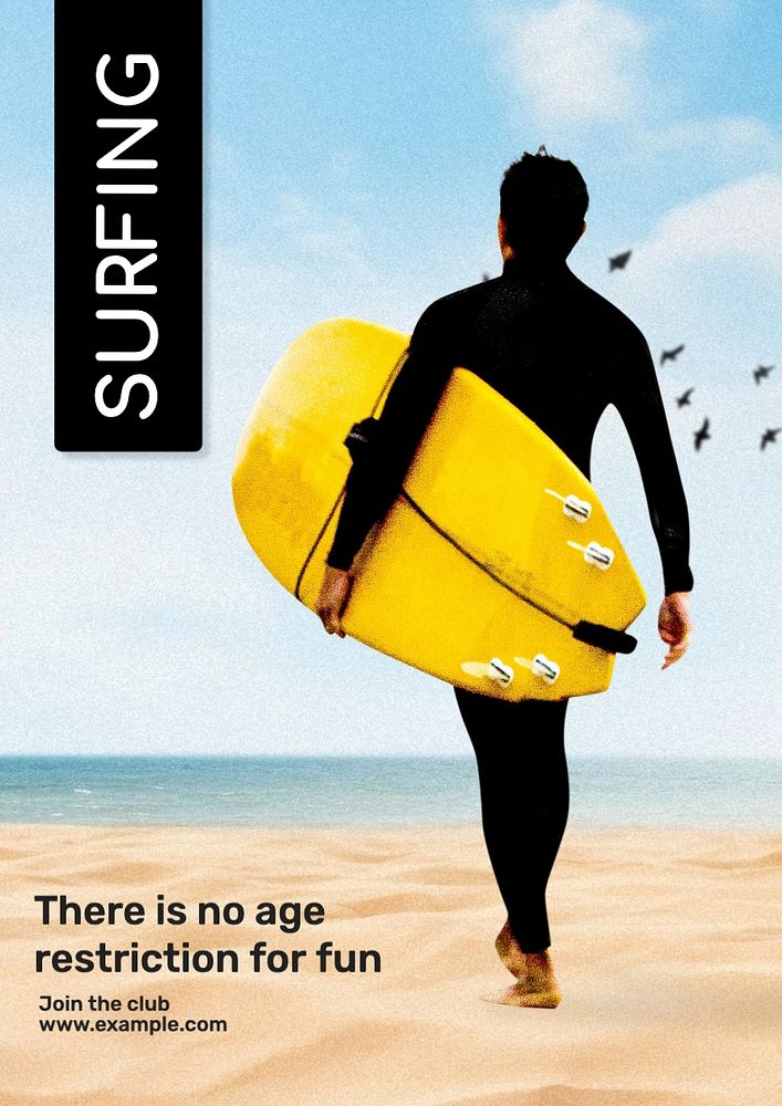 Surfing poster template and design