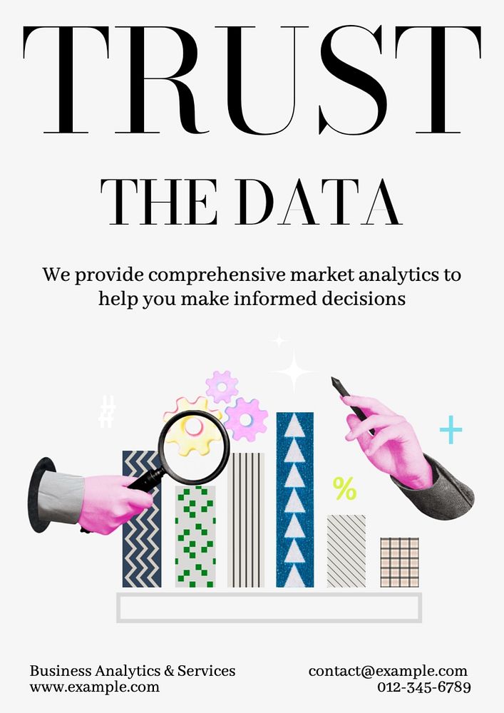 Trust the data poster template, editable text and design