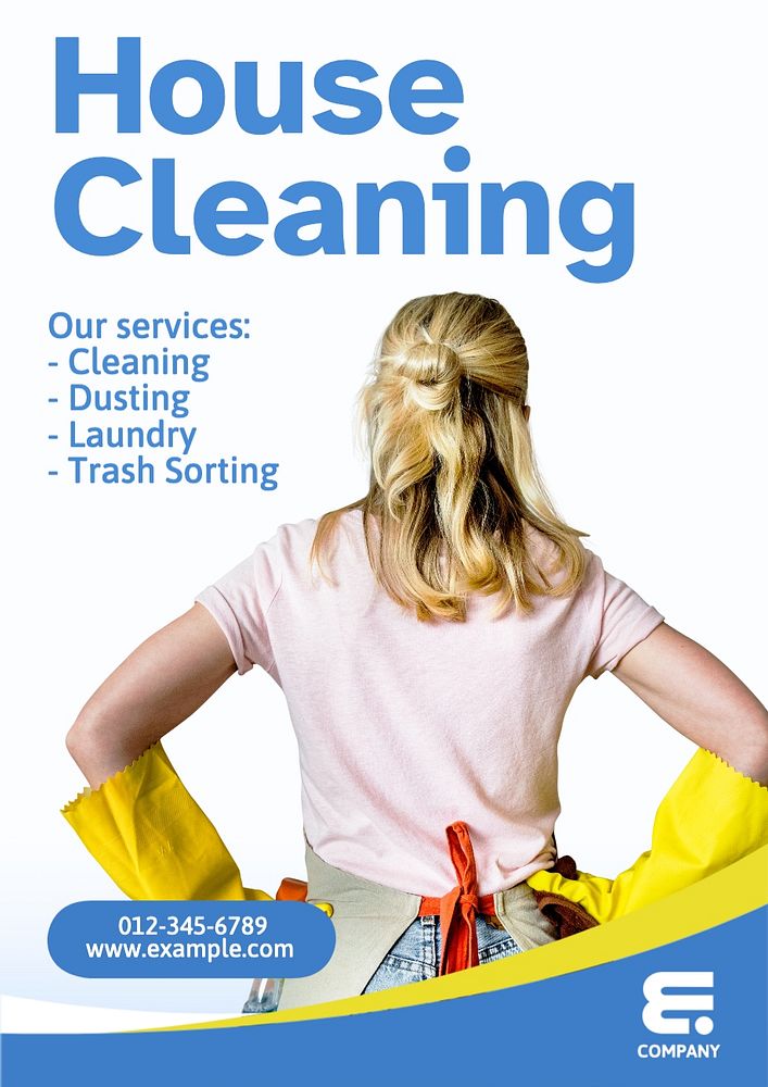 Cleaning service poster template, editable text and design