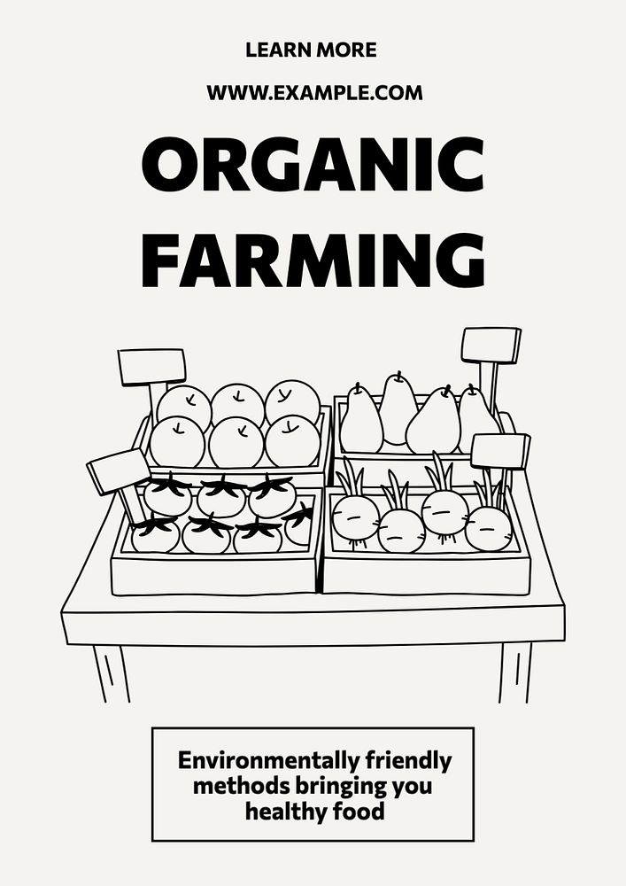 Organic farming poster template, editable text and design