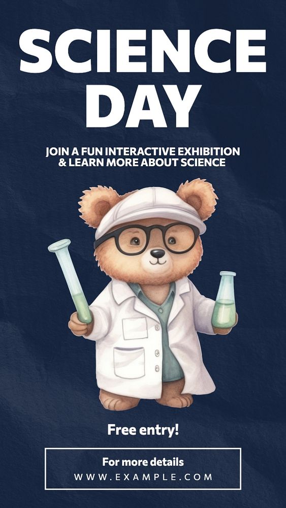 Science Day Instagram story template, editable text