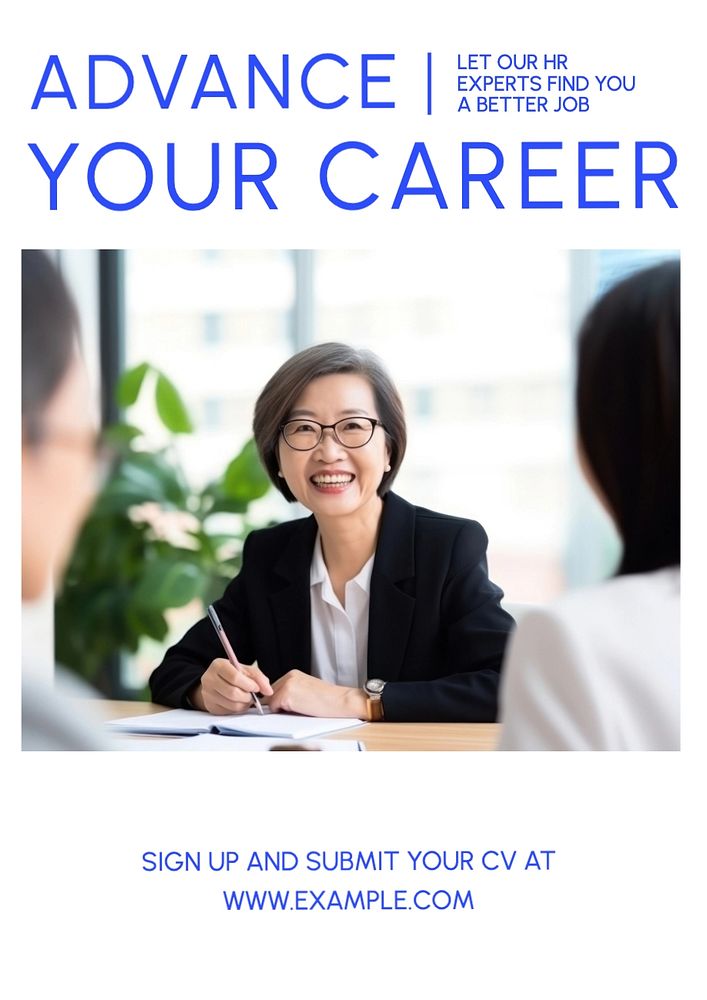 Advance your career poster template, editable text and design