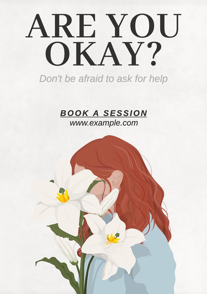 Mental health support poster template, editable text and design