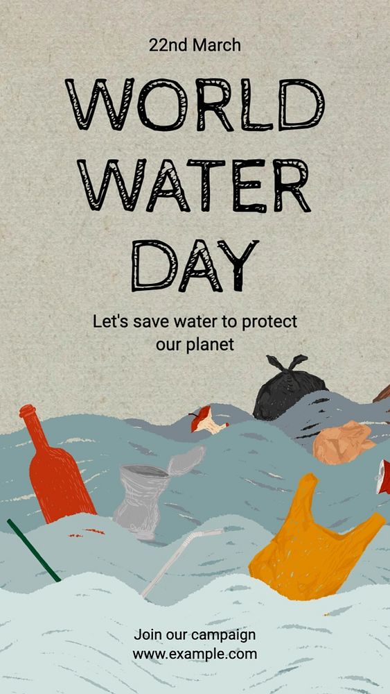 World water day Instagram story template, editable text